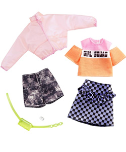 Barbie Accesorios de Moda Chaqueta Transparente Rosa y Estampado de Cuadros