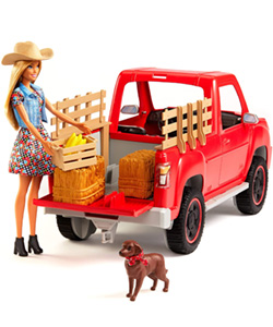 Barbie Camión de la Granja, muñeca granjera con perrito, coche y accesorios