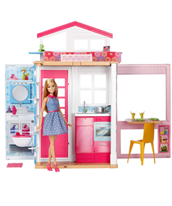 Barbie Casa dos pisos plegable con muñeca