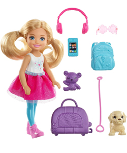 Muñeca Barbie Chelsea Vamos de viaje con perrito