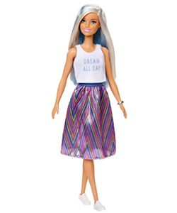 Barbie Fashionista Mechas Azules y Falda Estampada