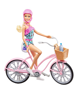 Barbie Muñeca Articulada con Bicicleta y Accesorios