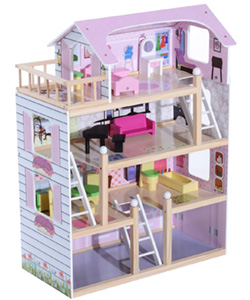 HOMCOM Casa de Muñecas con Muebles