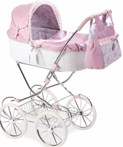 Coche Capota Arias clásico rosa y blanco