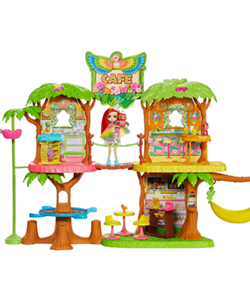 Enchantimals Cafetería Junglewood con muñeca Peeki Parrot