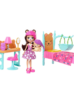 Enchantimals Dormitorio Mágico con muñeca Bren Bear y Snore