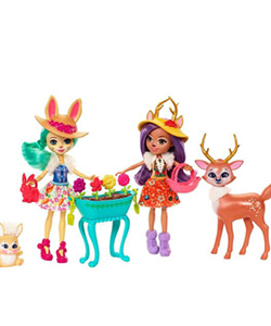 Enchantimals Jardín Mágico, pack 2 muñecas y mascotas