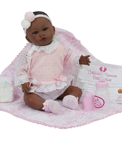 Muñeca Nines Artesanals d'Onil Bebé Reborn con Pelo y rasgos africanos