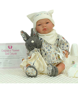 Muñeca Nines Artesanals d'Onil Bebé Reborn estampado Conejitos