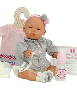Muñeca Nines Artesanals d'Onil Muñeco Reborn cuerpo blandito gris y blanco