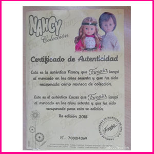 Nancy Colección Nancy y Lucas Reedicción Certificado de Autenticidad