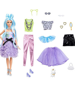 Comprar Barbie Extra Deluxe Muñeca con pelo azul y 30 looks barata