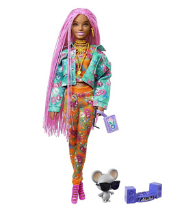 Comprar Barbie Fashionista Extra 10 con trenzas rosas y ropa de flores barata