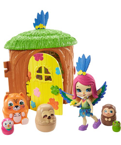 comprar Enchantimals Peeki Parrot y Casa del árbol con mascota matrioska barata